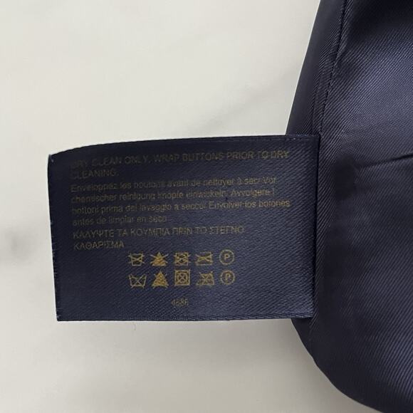 Brooks Brothers Linen Blazer Denim Blue Size 12 Preppy Nautical Logo Chic jacket - Picture 10 of 11